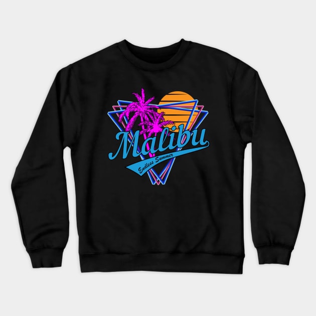 Retro 80s Style Malibu Summer Beach Crewneck Sweatshirt by Brobocop